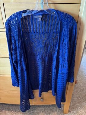 Fever Open-Knit Cardigan - Royal Blue